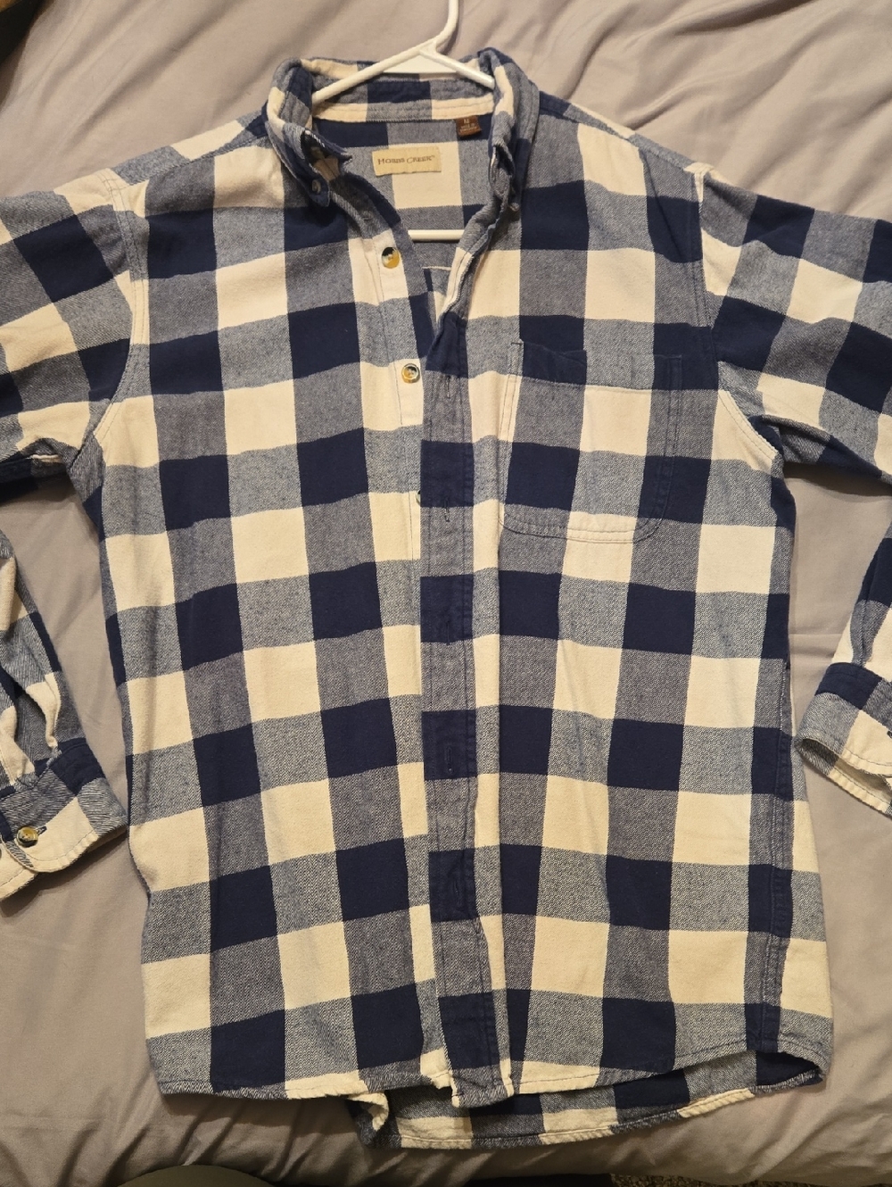 Comfort Colors Blue and Cream Plaid Button-Down Shirt